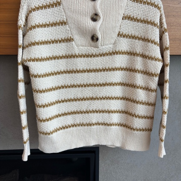 Madewell Canby Button Mockneck Sweater in Stripe, Size XS - Picture 9 of 15
